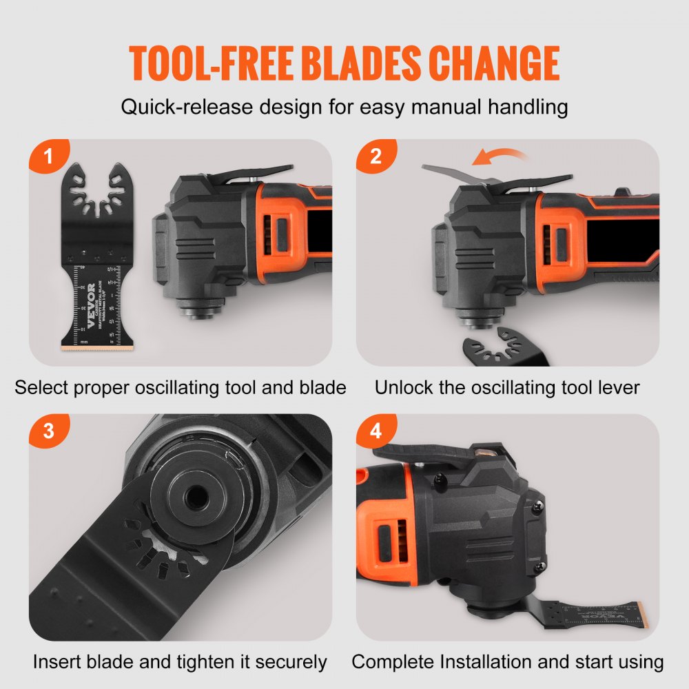 VEVOR 3PCS Oscillating Tool Blades, Universal Quick Release Oscillating Saw Blades, Multitool Tool Blades for Hard Material, Metal, Nails, Bolts, Fit Dewalt Bosch Milwaukee Hitachi Chicago Craftsman