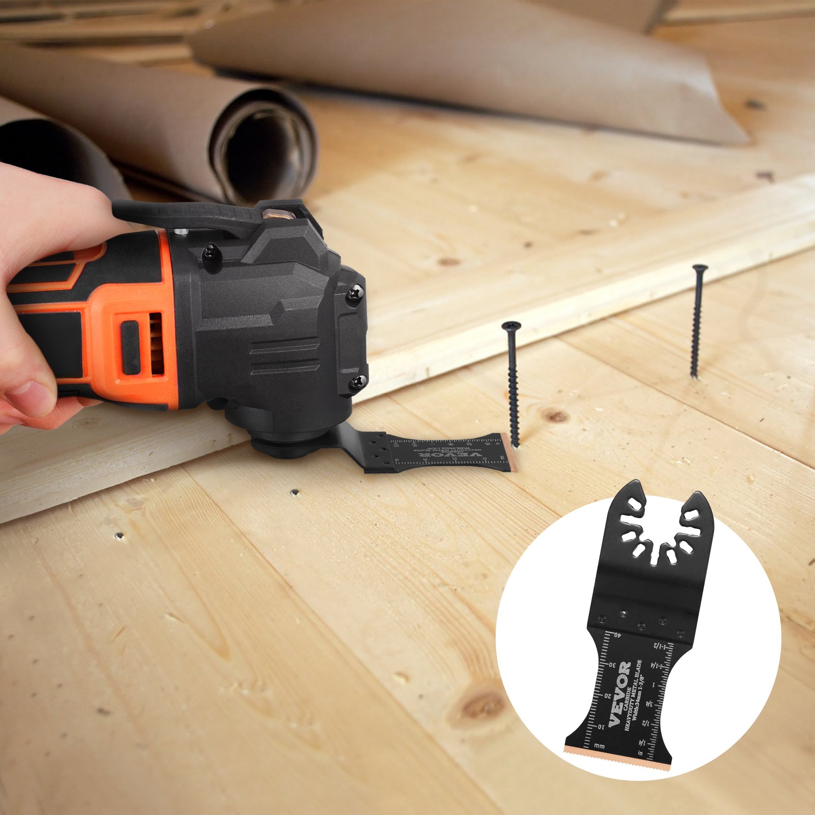 VEVOR 3PCS Oscillating Tool Blades, Universal Quick Release Oscillating Saw Blades, Multitool Tool Blades for Hard Material, Metal, Nails, Bolts, Fit Dewalt Bosch Milwaukee Hitachi Chicago Craftsman