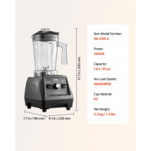 VEVOR 61 oz 1400W Blender for Smoothies Food Processing Blender for Kitchen