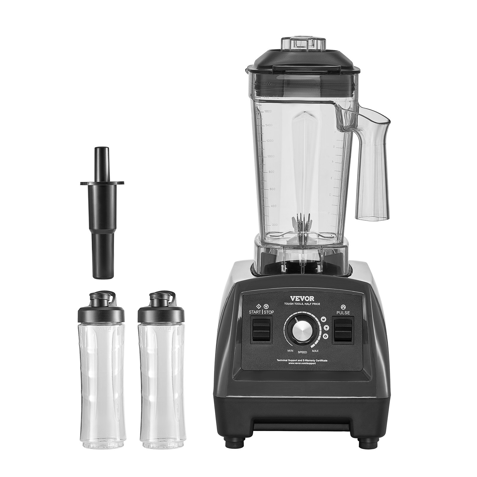 VEVOR Blender for Smoothies, 61 oz 1400W, Professional Blender with Powerful Motor, Multi-Functional Food Processing Blender with 2 Cups for Smoothie/Milkshake/Juice, Fits for Kitchen