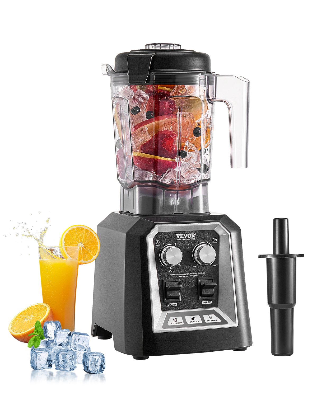 VEVOR Blender for Smoothies, 68 oz 1400W, Professional Blender with Powerful Motor, Multi-Functional Food Processing Blender with Grinder Container for Smoothie/Milkshake/Juice, Fits for Kitchen