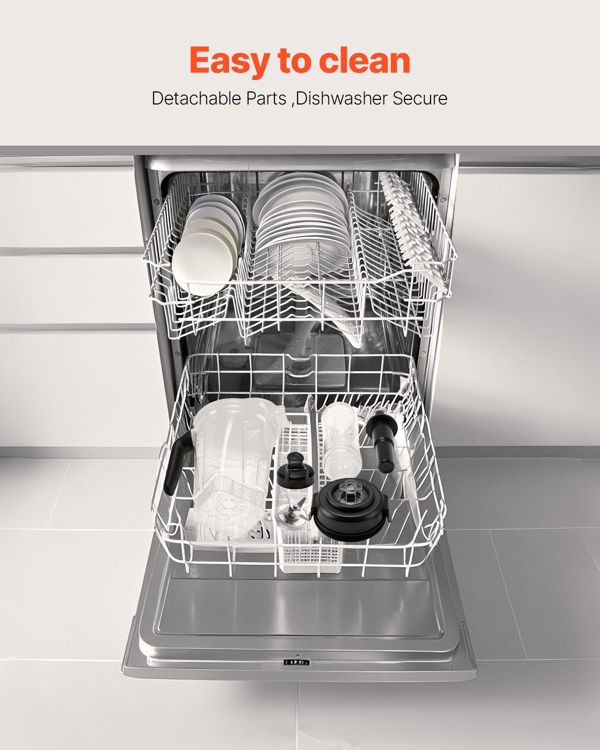 Licuadora VEVOR para batidos, 250 ml (85 oz), 1400 W, licuadora profesional con potente motor, licuadora multifuncional para procesar alimentos con 2 vasos para batidos, malteadas y zumos, ideal para la cocina.