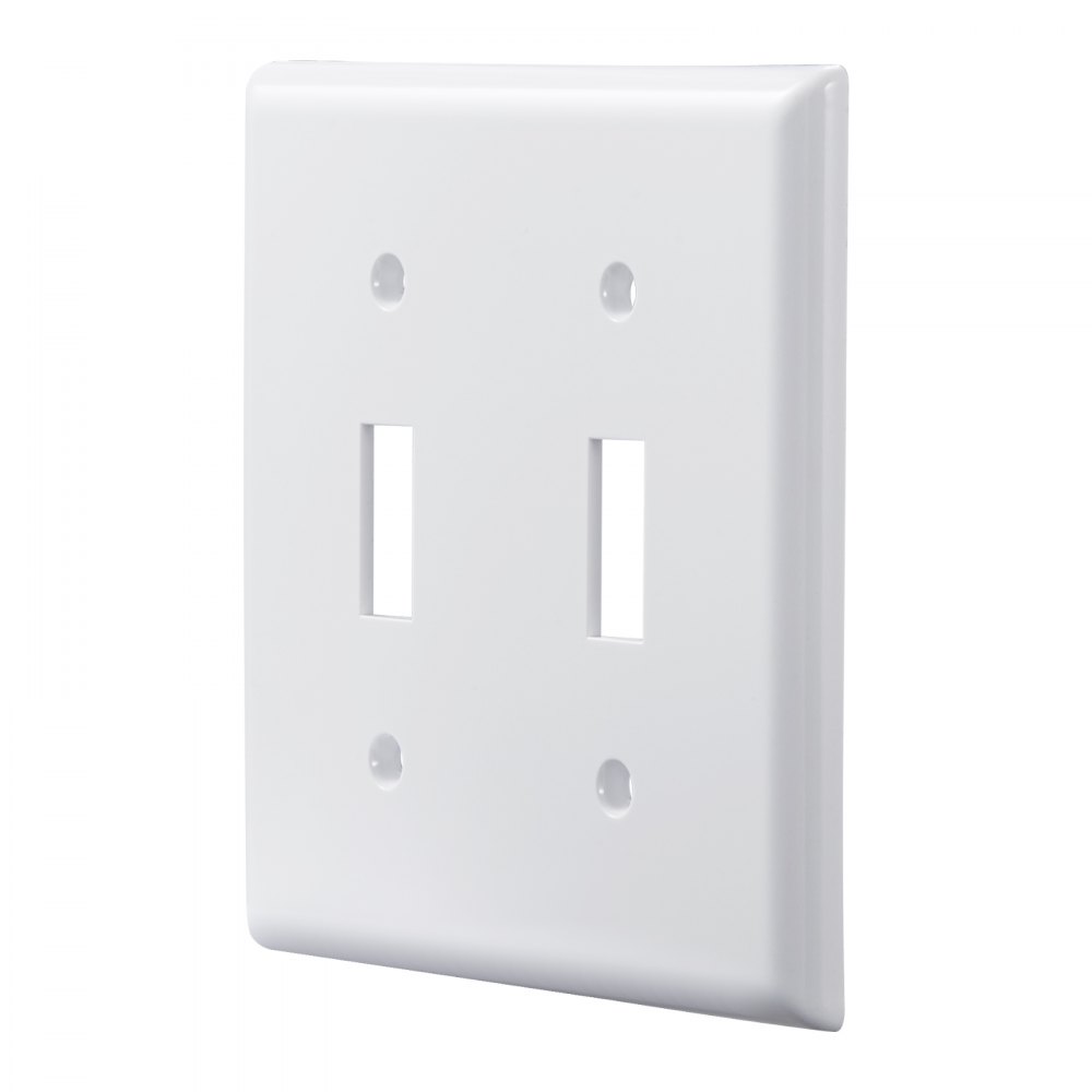 VEVOR Toggle Light Switch Wall Plates, 2-Gang Switch Electrical Outlet Covers, Standard Size 4.61in L x 4.53in H Unbreakable Polycarbonate Thermoplastic Faceplate for Receptacle Outlet&Switch(5 Pack, White)