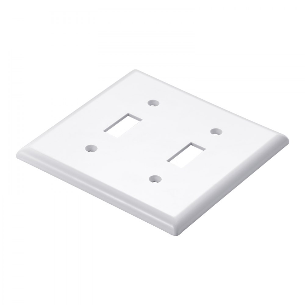 VEVOR Toggle Light Switch Wall Plates, 2-Gang Switch Electrical Outlet Covers, Standard Size 4.61in L x 4.53in H Unbreakable Polycarbonate Thermoplastic Faceplate for Receptacle Outlet&Switch(5 Pack, White)