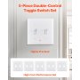 2-Gang Toggle Light Switch Outlet Covers Wall Plates 4.61 x 4.53in White 5 Pack