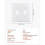 VEVOR Toggle Light Switch Wall Plates, 2-Gang Switch Electrical Outlet Covers, Standard Size 4.61in L x 4.53in H Unbreakable Polycarbonate Thermoplastic Faceplate for Receptacle Outlet&Switch(5 Pack, White)