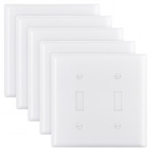 2-Gang Toggle Light Switch Outlet Covers Wall Plates 4.61 x 4.53in White 5 Pack