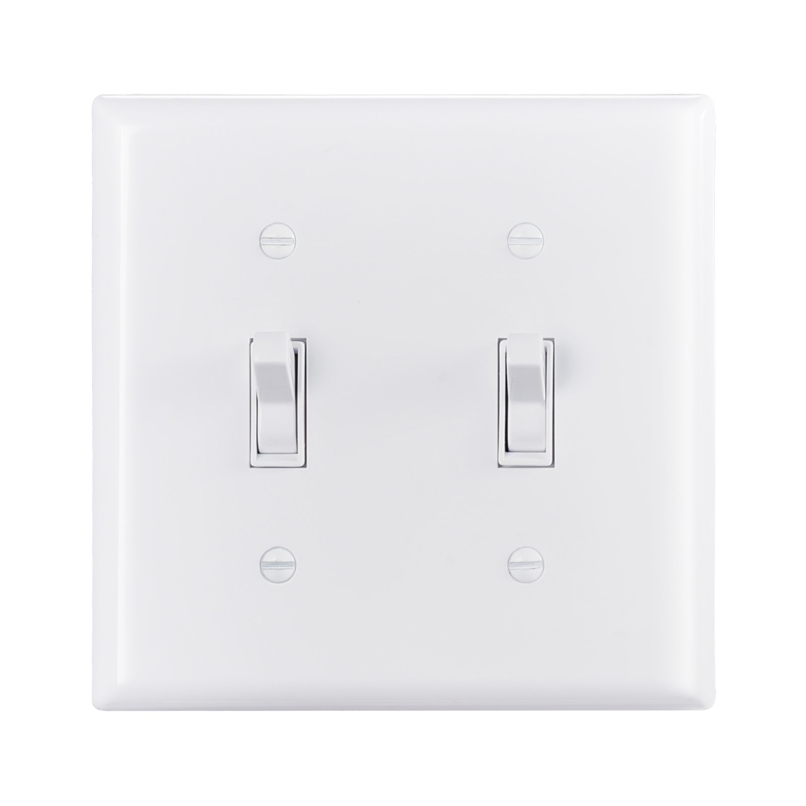 VEVOR Toggle Light Switch Wall Plates, 2-Gang Switch Electrical Outlet Covers, Standard Size 4.61in L x 4.53in H Unbreakable Polycarbonate Thermoplastic Faceplate for Receptacle Outlet&Switch(5 Pack, White)