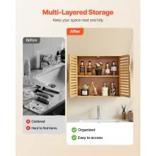 VEVOR Bathroom Wall Cabinet Over Toilet Storage Medicine Cabinet 2 Doors Shelves