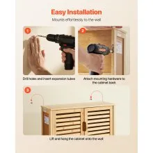 VEVOR Bathroom Wall Cabinet Over Toilet Storage Medicine Cabinet 2 Doors Shelves