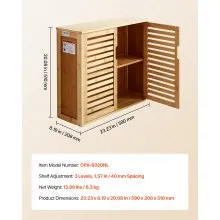 VEVOR Bathroom Wall Cabinet Over Toilet Storage Medicine Cabinet 2 Doors Shelves