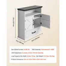 VEVOR Bathroom Wall Cabinet Storage Medicine Cabinet 2 Doors & Shelves & Drawer