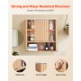 VEVOR Bathroom Wall Cabinet, with Door and Adjustable Shelf, Over the Toilet Storage Medicine Cabinet Wall Mounted, Hanging Organizer with Shelves and Open Partition for Laundry Room Kitchen Restroom