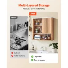 VEVOR Bathroom Wall Cabinet Over Toilet Medicine Cabinet with Door and Shelves