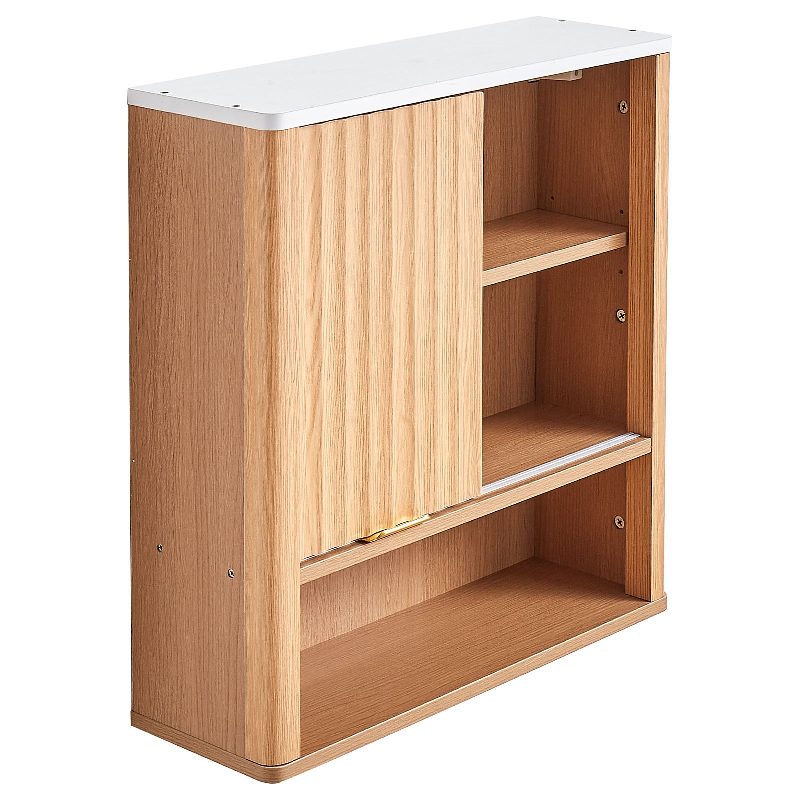 VEVOR Bathroom Wall Cabinet, with Door and Adjustable Shelf, Over the Toilet Storage Medicine Cabinet Wall Mounted, Hanging Organizer with Shelves and Open Partition for Laundry Room Kitchen Restroom