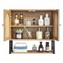 VEVOR Bathroom Wall Cabinet, with 2 Doors and Adjustable Shelf, Over the Toilet Storage Medicine Cabinet Wall Mounted, Hanging Organizer with Shelves & Open Partition for Laundry Room Kitchen Restroom