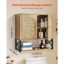 VEVOR Bathroom Wall Cabinet Over Toilet Medicine Cabinet with 2 Doors & Shelves