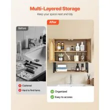 VEVOR Bathroom Wall Cabinet Over Toilet Medicine Cabinet with 2 Doors & Shelves