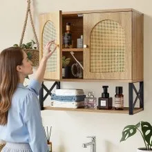 VEVOR Bathroom Wall Cabinet Over Toilet Medicine Cabinet with 2 Doors & Shelves