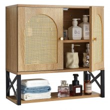 VEVOR Bathroom Wall Cabinet Over Toilet Medicine Cabinet with 2 Doors & Shelves