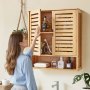 VEVOR Bathroom Wall Cabinet, 2 Doors and Adjustable Shelf, Over the Toilet Storage Medicine Cabinet Wall Mounted, Hanging Organizer with Shelves and Open Partition for Laundry Room Kitchen Restroom