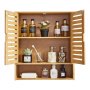 VEVOR Bathroom Wall Cabinet, 2 Doors and Adjustable Shelf, Over the Toilet Storage Medicine Cabinet Wall Mounted, Hanging Organizer with Shelves and Open Partition for Laundry Room Kitchen Restroom