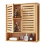 VEVOR Bathroom Wall Cabinet, 2 Doors and Adjustable Shelf, Over the Toilet Storage Medicine Cabinet Wall Mounted, Hanging Organizer with Shelves and Open Partition for Laundry Room Kitchen Restroom