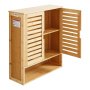 VEVOR Bathroom Wall Cabinet, 2 Doors and Adjustable Shelf, Over the Toilet Storage Medicine Cabinet Wall Mounted, Hanging Organizer with Shelves and Open Partition for Laundry Room Kitchen Restroom