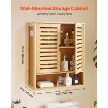 VEVOR Bathroom Wall Cabinet Over Toilet Medicine Cabinet 2 Doors and Shelves
