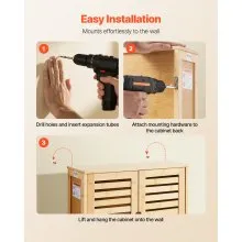 VEVOR Bathroom Wall Cabinet Over Toilet Medicine Cabinet 2 Doors and Shelves