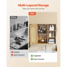 VEVOR Bathroom Wall Cabinet Over Toilet Storage Medicine Cabinet Door & Shelves