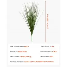 VEVOR Artificial Grass Plant, 27 inch Faux Onion Grass Fake Greenery Shrubs Plant, Premium PVC for Indoor Outdoor House Home Garden Office Room Décor, Housewarming, 8 Pack Green