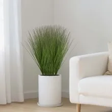 VEVOR Artificial Grass Plant, 27 inch Faux Onion Grass Fake Greenery Shrubs Plant, Premium PVC for Indoor Outdoor House Home Garden Office Room Décor, Housewarming, 8 Pack Green