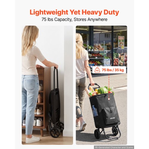 Kokkupandav ostukäru 27 l, kandevõime 35 kg, 2 ratast — pilt 2