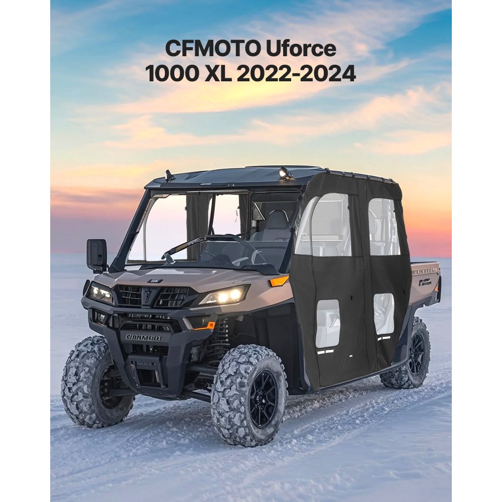 VEVOR Cab Enclosure Upper Doors, Compatible with CFMOTO Uforce 1000 XL 2022-2024, Soft Upper Doors, Windproof Waterproof Upgraded Zipper UTV Soft Side Window Kit, Fit with Side Mirrors and Windshields