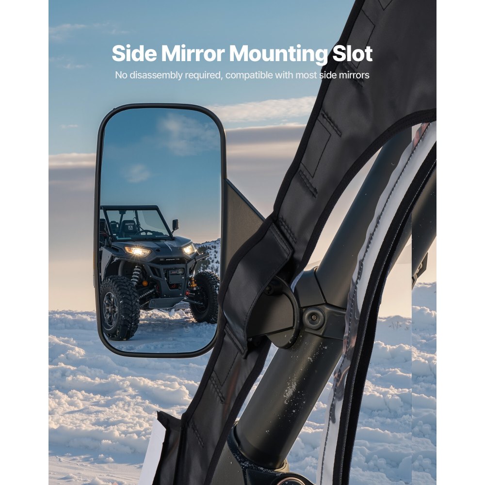 VEVOR Cab Enclosure Upper Doors, Compatible with CFMOTO Uforce 1000 XL 2022-2024, Soft Upper Doors, Windproof Waterproof Upgraded Zipper UTV Soft Side Window Kit, Fit with Side Mirrors and Windshields