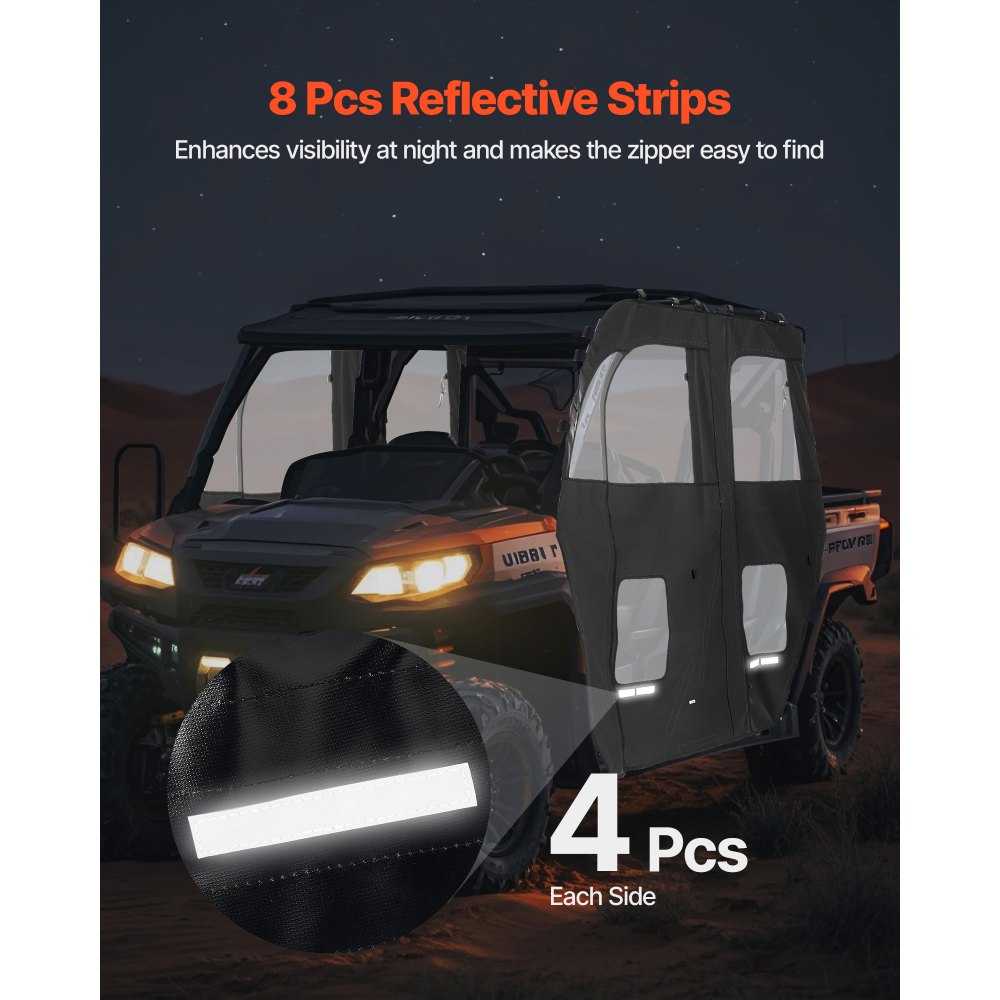 VEVOR Cab Enclosure Upper Doors, Compatible with CFMOTO Uforce 1000 XL 2022-2024, Soft Upper Doors, Windproof Waterproof Upgraded Zipper UTV Soft Side Window Kit, Fit with Side Mirrors and Windshields