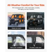 UTV Cab Enclosure Upper Doors Set Zipper for CFMOTO Uforce 1000 XL 2022-2024