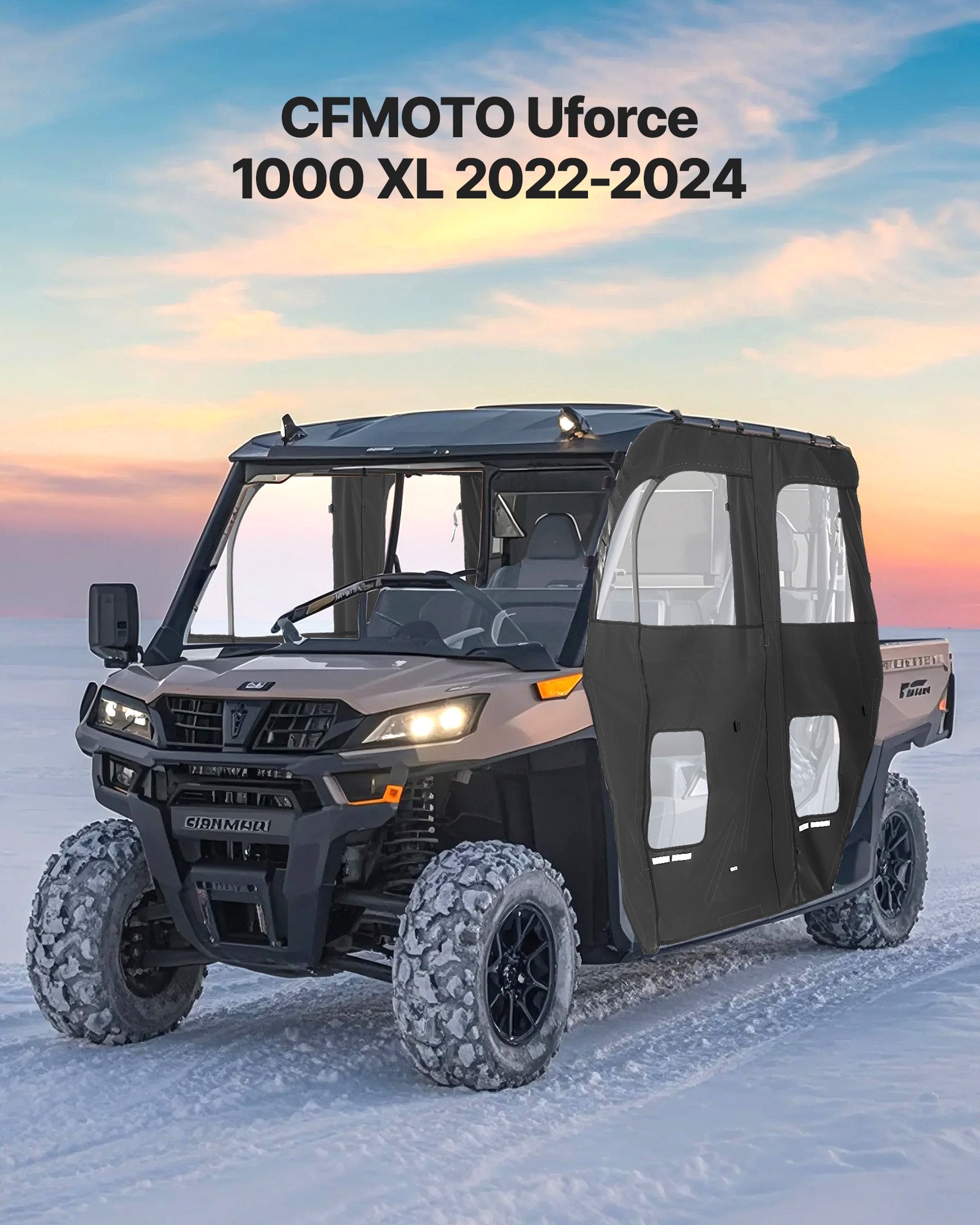 VEVOR Cab Enclosure Upper Doors, Compatible with CFMOTO Uforce 1000 XL 2022-2024, Soft Upper Doors, Windproof Waterproof Upgraded Zipper UTV Soft Side Window Kit, Fit with Side Mirrors and Windshields