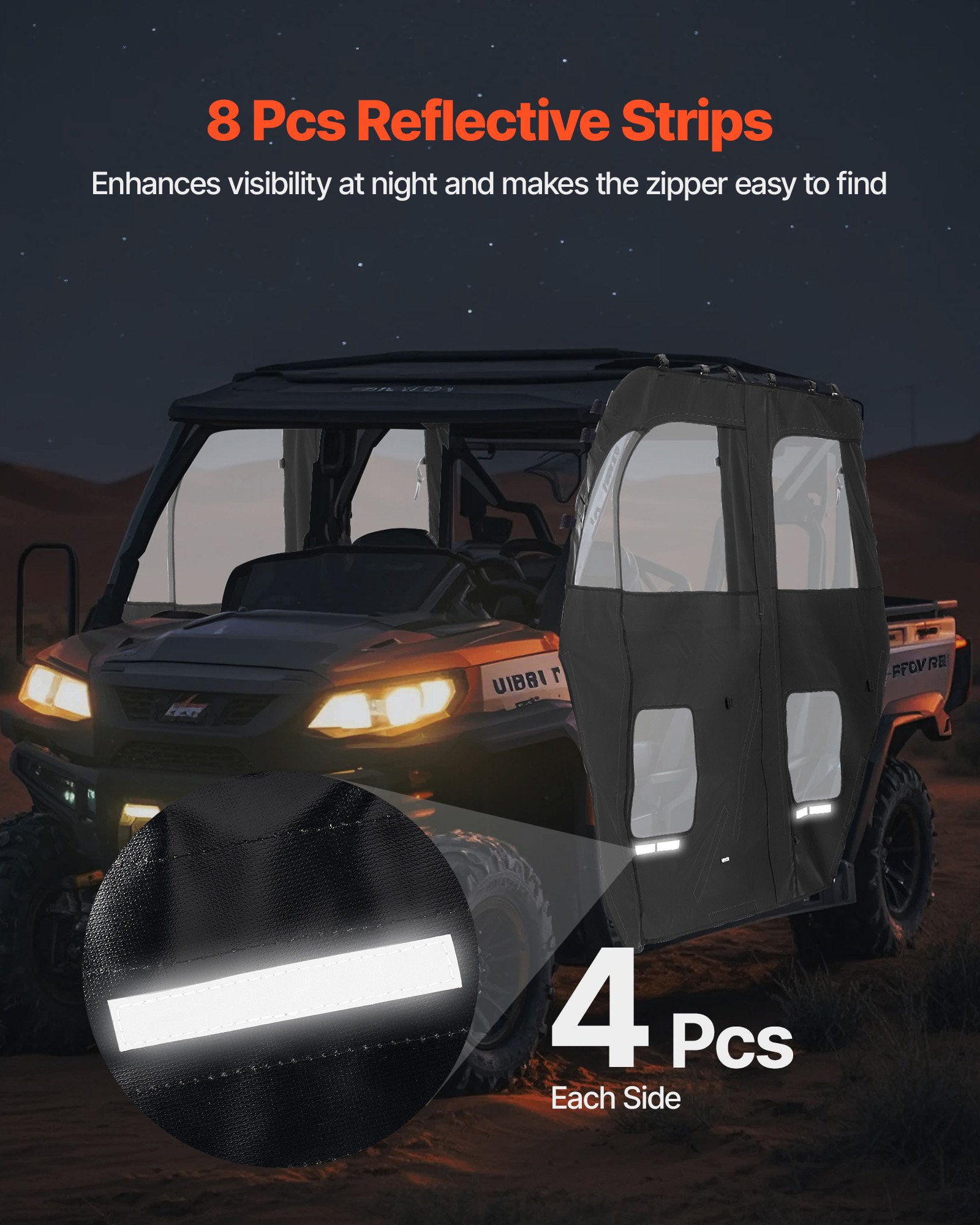 VEVOR Cab Enclosure Upper Doors, Compatible with CFMOTO Uforce 1000 XL 2022-2024, Soft Upper Doors, Windproof Waterproof Upgraded Zipper UTV Soft Side Window Kit, Fit with Side Mirrors and Windshields