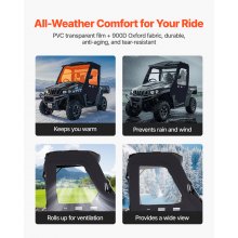 UTV Cab Enclosure Upper Doors Set Zipper for Hisun 500 700 and Axis 500 700