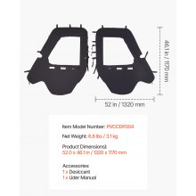 UTV Cab Enclosure Upper Doors Set Zipper for Hisun 500 700 and Axis 500 700
