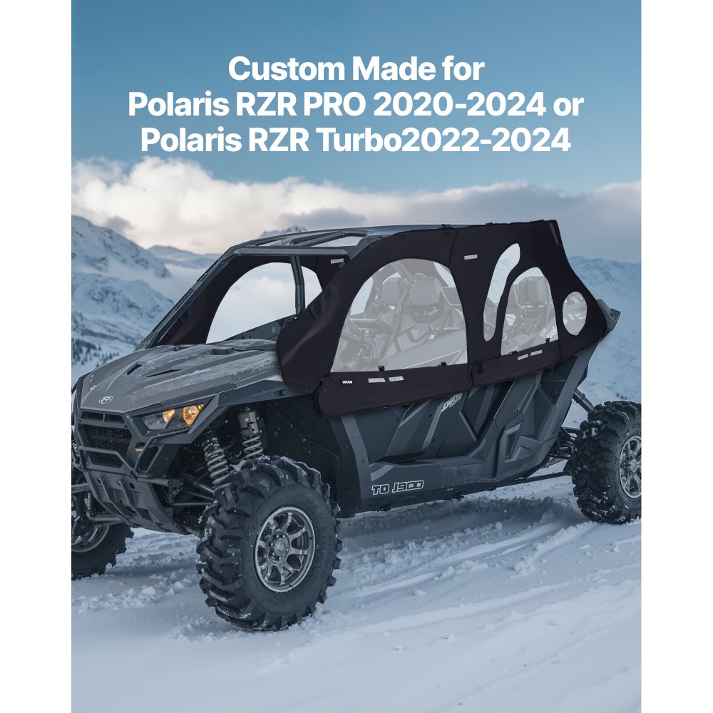 VEVOR Cab Enclosure Upper Doors, Compatible with Polaris RZR PRO 2020-2024/Polaris RZR Turbo2022-2024, Soft Upper Doors, Upgraded Zipper UTV Soft Side Window Kit, Fit with Side Mirrors and Windshields