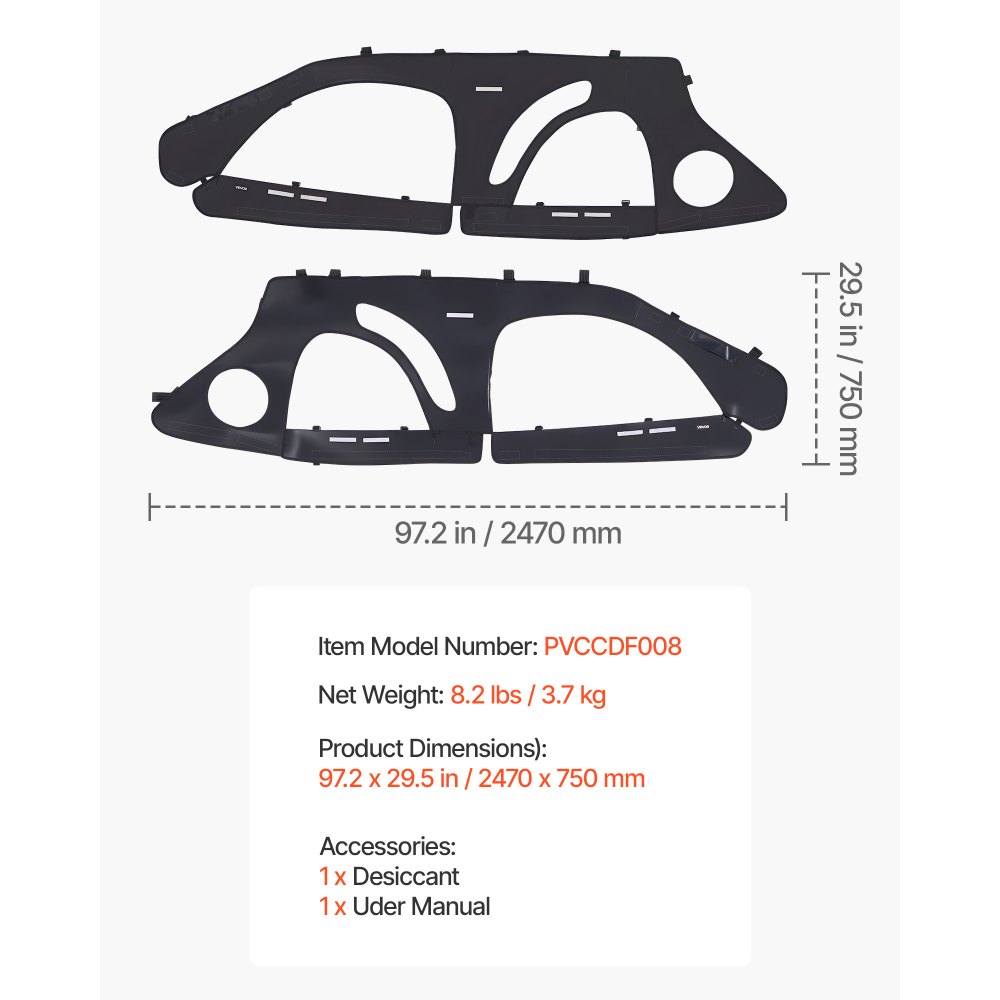 VEVOR Cab Enclosure Upper Doors, Compatible with Polaris RZR PRO 2020-2024/Polaris RZR Turbo2022-2024, Soft Upper Doors, Upgraded Zipper UTV Soft Side Window Kit, Fit with Side Mirrors and Windshields