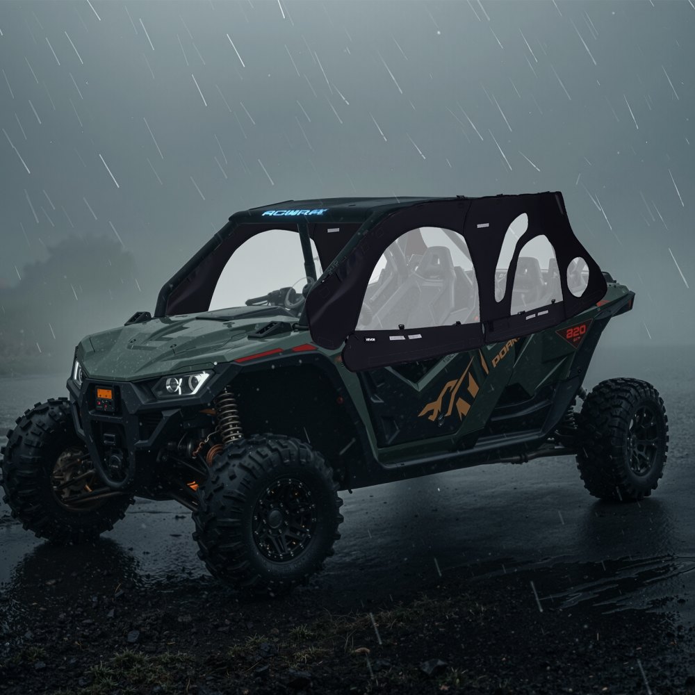 VEVOR Cab Enclosure Upper Doors, Compatible with Polaris RZR PRO 2020-2024/Polaris RZR Turbo2022-2024, Soft Upper Doors, Upgraded Zipper UTV Soft Side Window Kit, Fit with Side Mirrors and Windshields