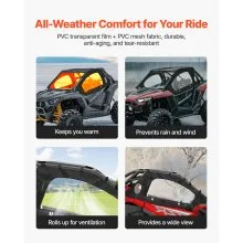 UTV Cab Enclosure Upper Doors Zipper for Polaris RZR PRO XP/Turbo R 2020-2024