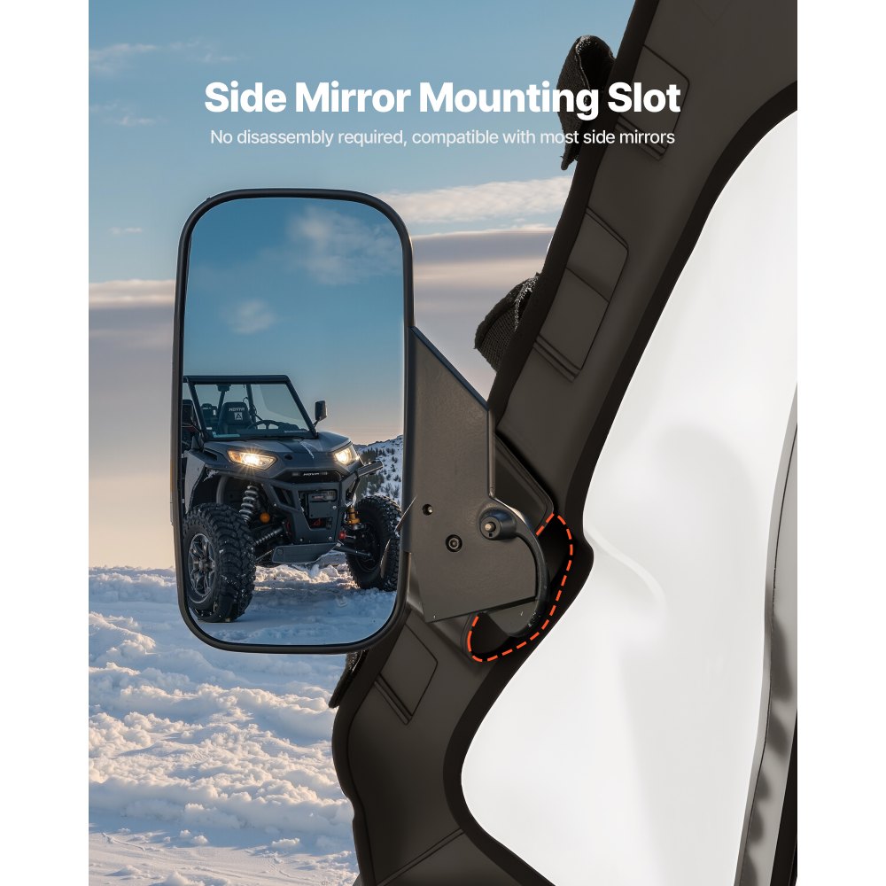 VEVOR Cab Enclosure Upper Doors, Compatible with Polaris RZR XP 1000/XP Turbo 2014-2023, Soft Upper Doors, Windproof Upgraded Zipper UTV Soft Side Window Kit, Work with Side Mirrors and Windshields