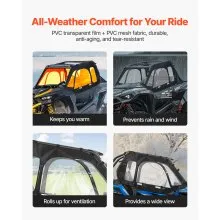 UTV Cab Enclosure Upper Doors Zipper for Polaris RZR XP 1000/XP Turbo 2014-2023
