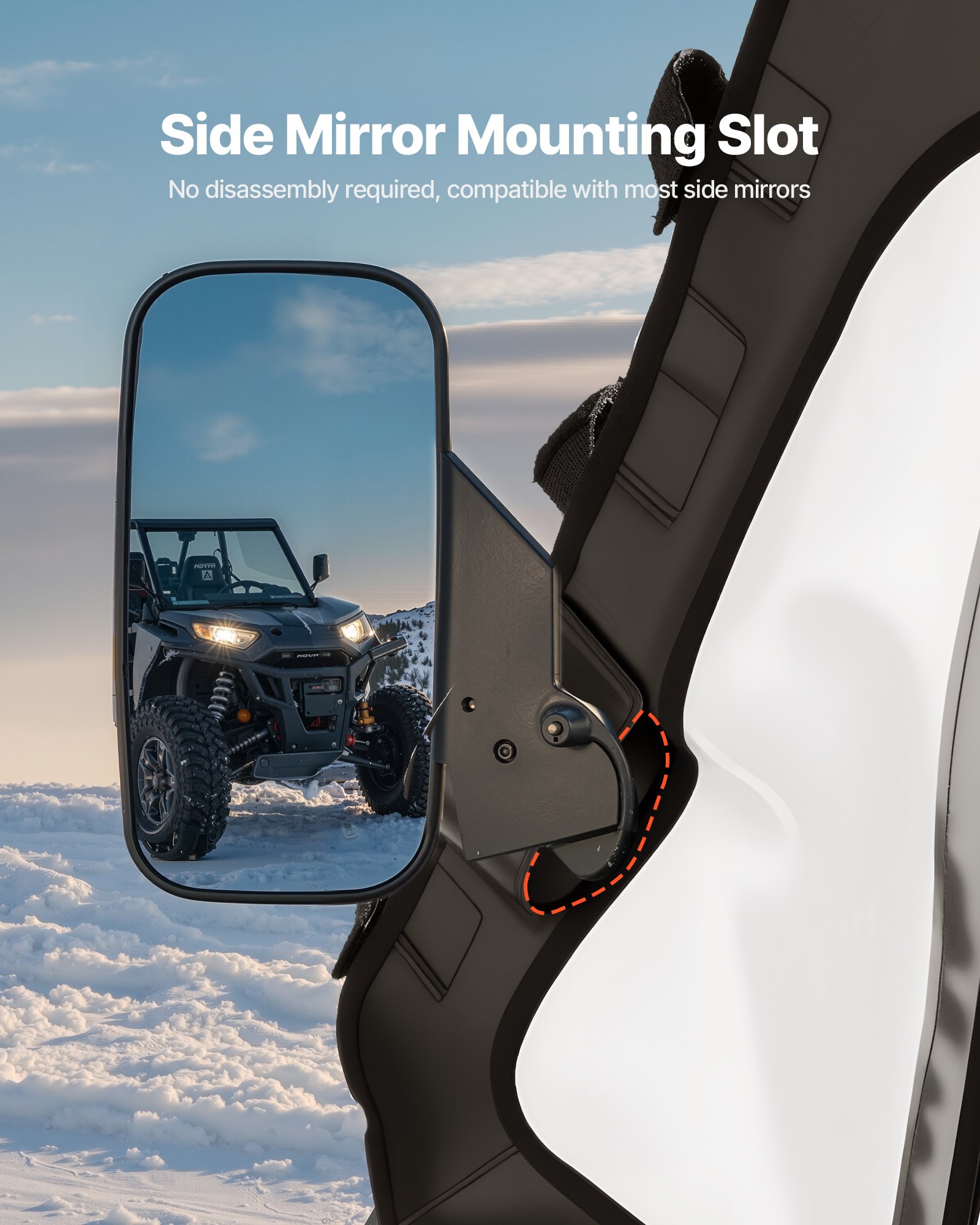 VEVOR Cab Enclosure Upper Doors, Compatible with Polaris RZR XP 1000/XP Turbo 2014-2023, Soft Upper Doors, Windproof Upgraded Zipper UTV Soft Side Window Kit, Work with Side Mirrors and Windshields