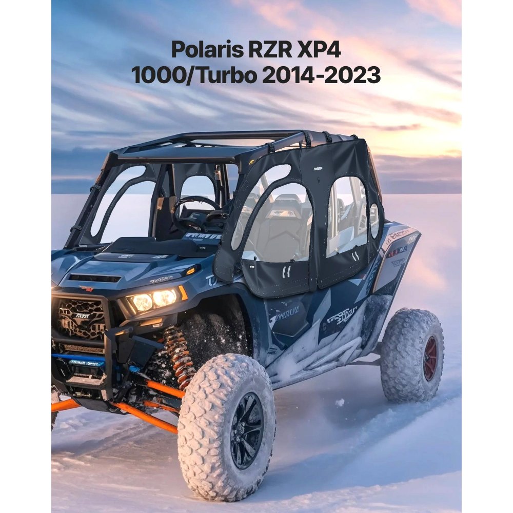 VEVOR Cab Enclosure Upper Doors, Compatible with Polaris RZR XP4 1000/Turbo 2014-2023, Soft Upper Doors, Windproof Upgraded Zipper UTV Soft Side Window Kit, Work with Side Mirrors and Windshields